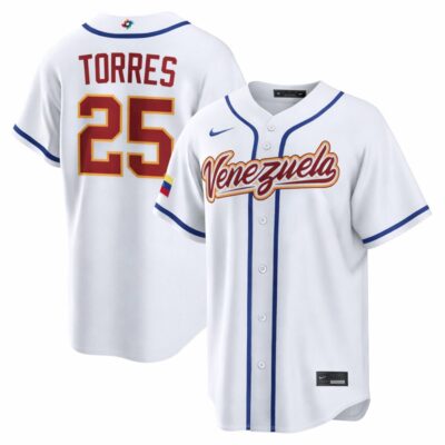 Gleyber Torres Venezuela Baseball 2026 World Baseball Classic White Home Jersey – All Stitched