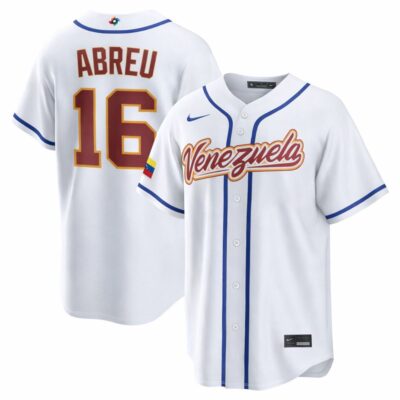 Wilyer Abreu Venezuela Baseball 2026 World Baseball Classic White Home Jersey – All Stitched