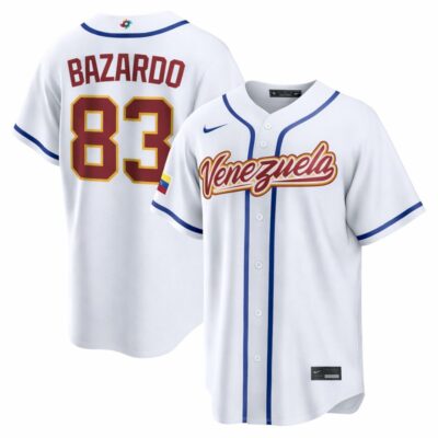 Eduard Bazardo Venezuela Baseball 2026 World Baseball Classic White Home Jersey – All Stitched