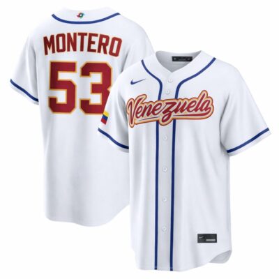 Keider Montero Venezuela Baseball 2026 World Baseball Classic White Home Jersey – All Stitched