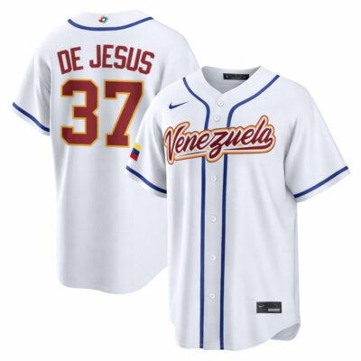 Enmanuel De Jesus Venezuela Baseball 2026 World Baseball Classic White Home Jersey – All Stitched
