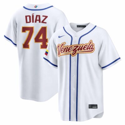 Jhonathan Díaz Venezuela Baseball 2026 World Baseball Classic White Home Jersey - All Stitched