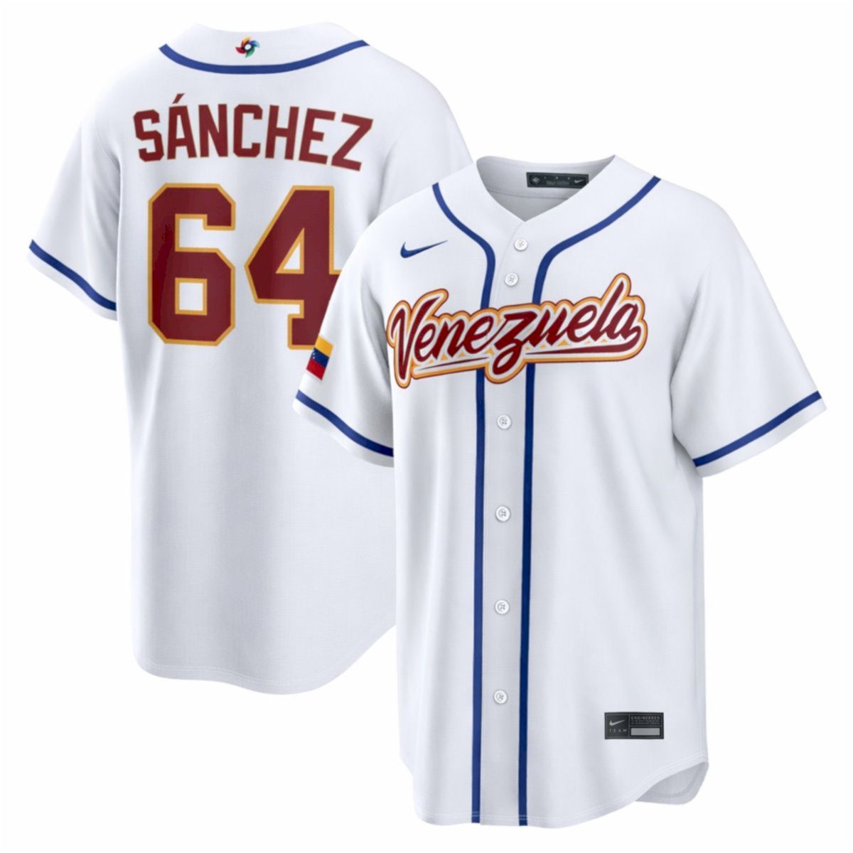 Ricardo Sánchez Venezuela Baseball 2026 World Baseball Classic White Home Jersey - All Stitched