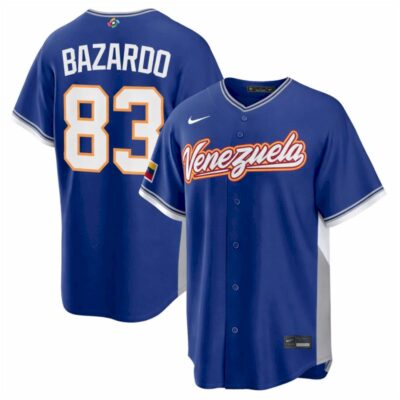 Eduard Bazardo Venezuela Baseball 2026 World Baseball Classic Royal Road Jersey - All Stitched