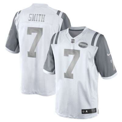 Geno Smith New York Jets White Platinum Jersey - All Stitched