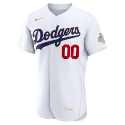 Alternative view of Custom Los Angeles Dodgers White 2026 Gold Collection Limited Jersey - All Stitched