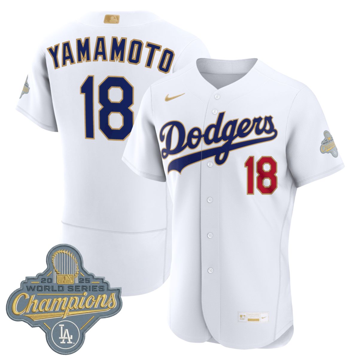 Yoshinobu Yamamoto Los Angeles Dodgers White 2026 Gold Collection Limited Jersey - All Stitched