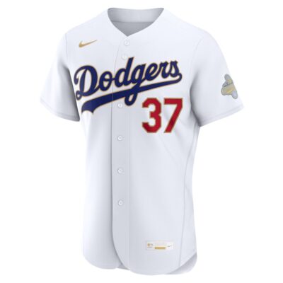 Alternative view of Teoscar Hernández Los Angeles Dodgers White 2026 Gold Collection Limited Jersey - All Stitched