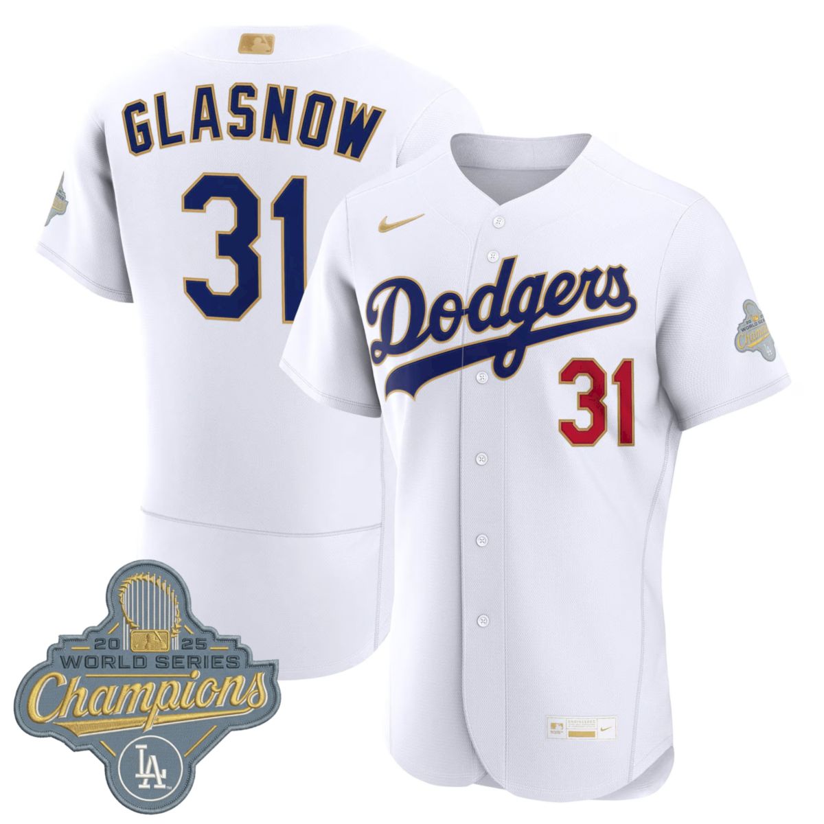 Tyler Glasnow Los Angeles Dodgers White 2026 Gold Collection Limited Jersey - All Stitched