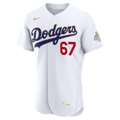 Alternative view of Vin Scully Los Angeles Dodgers White 2026 Gold Collection Limited Jersey - All Stitched