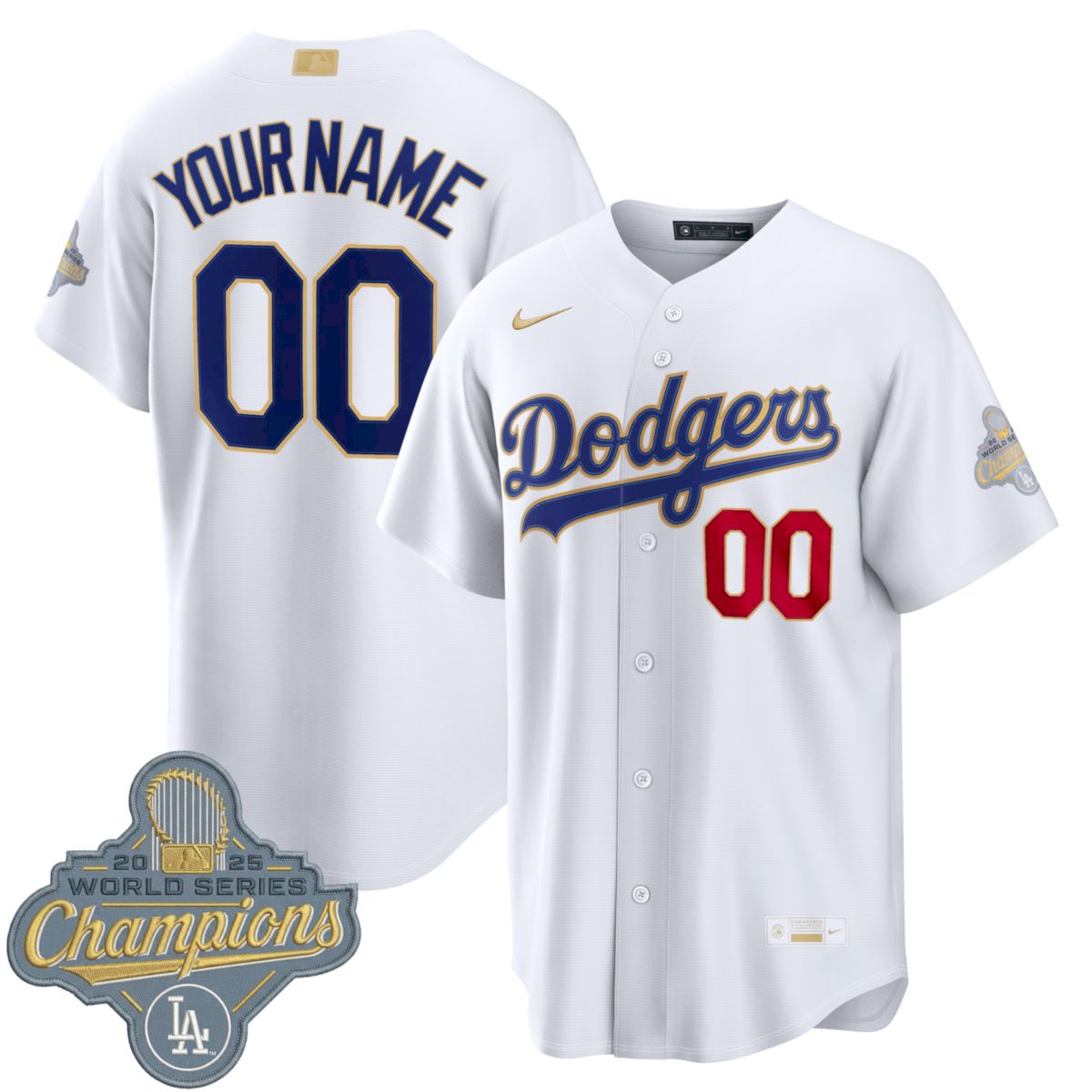 Custom Los Angeles Dodgers White 2026 Gold Collection Jersey - All Stitched