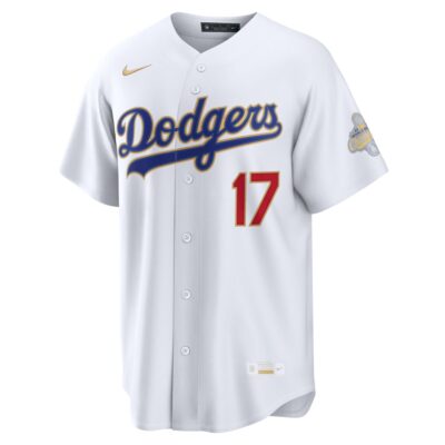 Alternative view of Shohei Ohtani Los Angeles Dodgers White 2026 Gold Collection Jersey - All Stitched