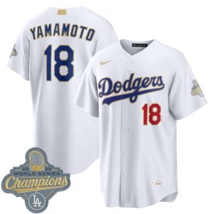 Yoshinobu Yamamoto Los Angeles Dodgers White 2026 Gold Collection Jersey - All Stitched