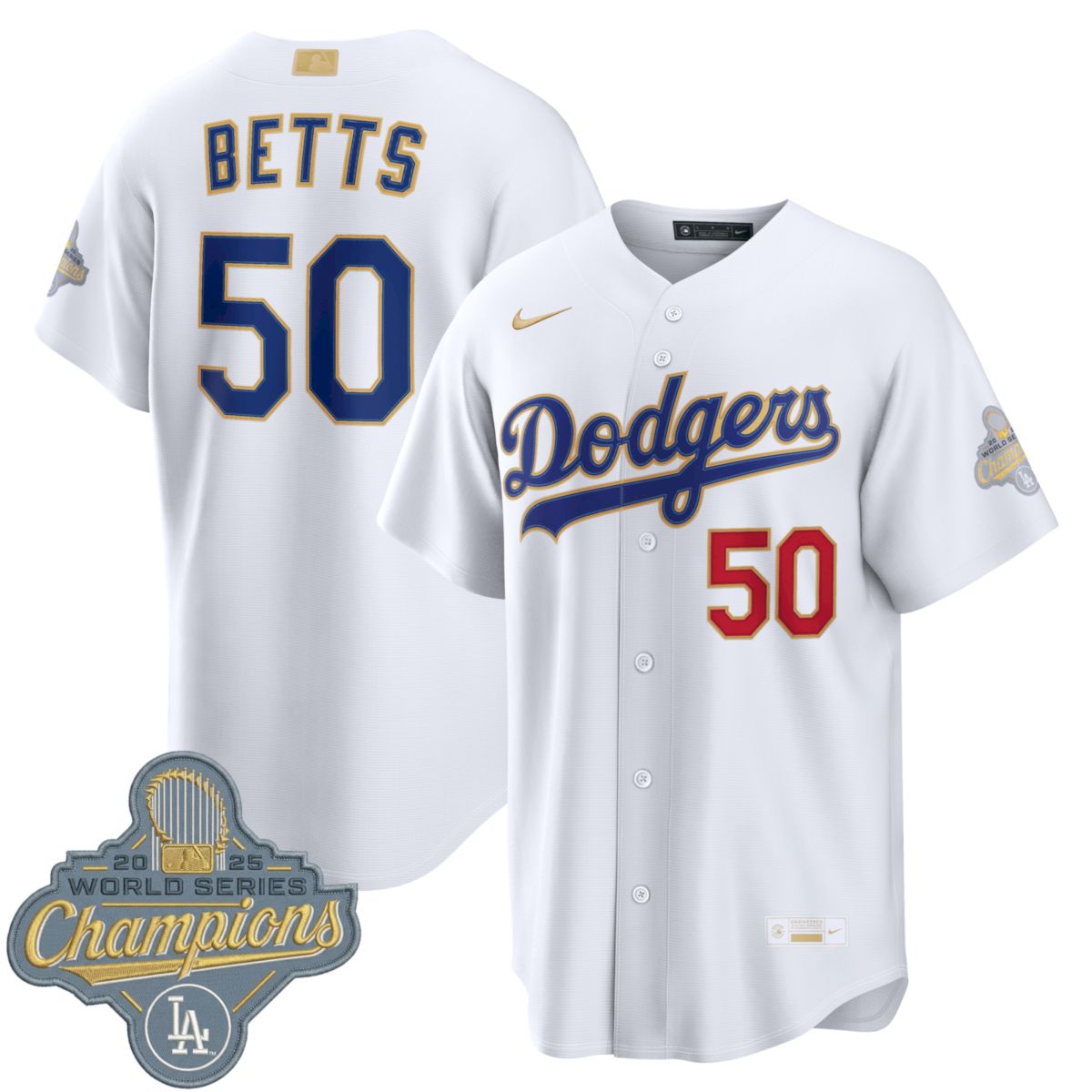Mookie Betts Los Angeles Dodgers White 2026 Gold Collection Jersey - All Stitched