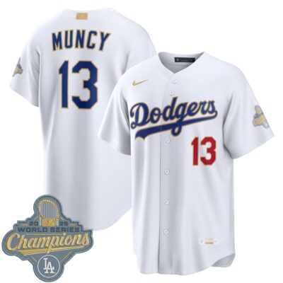 Max Muncy Los Angeles Dodgers White 2026 Gold Collection Jersey - All Stitched
