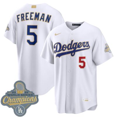 Freddie Freeman Los Angeles Dodgers White 2026 Gold Collection Jersey - All Stitched