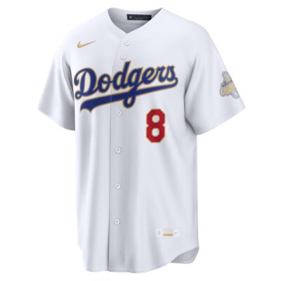 Alternative view of Enrique Hernández Los Angeles Dodgers White 2026 Gold Collection Jersey - All Stitched