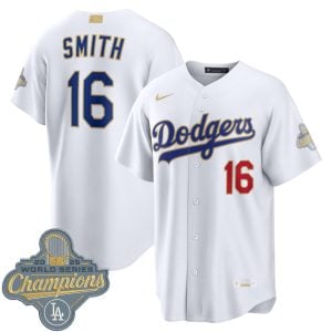 Will Smith Los Angeles Dodgers White 2026 Gold Collection Jersey - All Stitched
