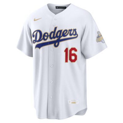 Alternative view of Will Smith Los Angeles Dodgers White 2026 Gold Collection Jersey - All Stitched