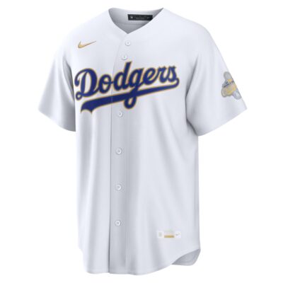Alternative view of Los Angeles Dodgers White 2026 Gold Collection Jersey - All Stitched