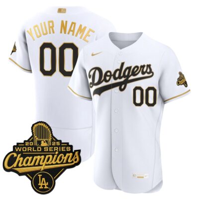 Custom Los Angeles Dodgers White Gold 2026 Gold Collection Limited Jersey - All Stitched