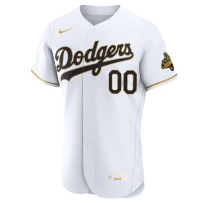 Alternative view of Custom Los Angeles Dodgers White Gold 2026 Gold Collection Limited Jersey - All Stitched