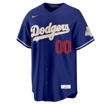 Alternative view of Custom Los Angeles Dodgers Royal 2026 Gold Collection Jersey - All Stitched