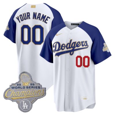 Custom Los Angeles Dodgers Alternate White 2026 Gold Collection Jersey - All Stitched