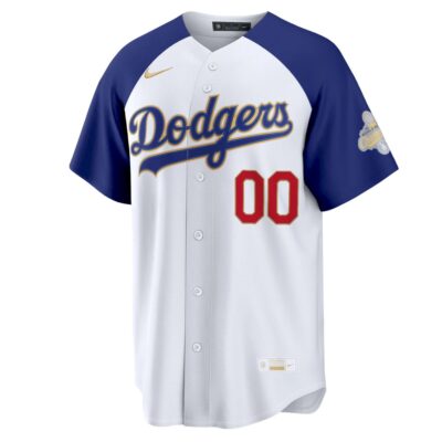 Alternative view of Custom Los Angeles Dodgers Alternate White 2026 Gold Collection Jersey - All Stitched