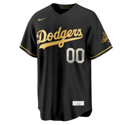 Alternative view of Custom Los Angeles Dodgers Black Gold 2026 Gold Collection Jersey - All Stitched