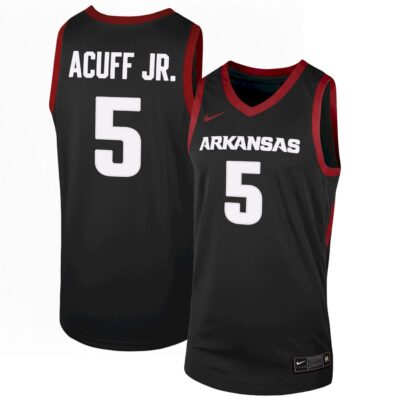 Darius Acuff Jr. Arkansas Razorbacks Basketball Black Game Jersey - All Stitched