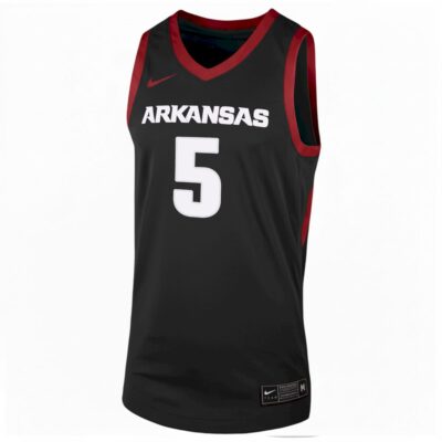 Alternative view of Darius Acuff Jr. Arkansas Razorbacks Basketball Black Game Jersey - All Stitched