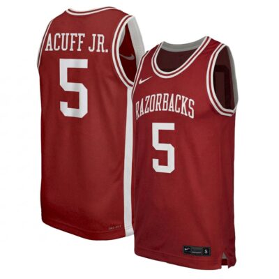 Darius Acuff Jr. Arkansas Razorbacks Basketball Cardinal Throwback Jersey - All Stitched