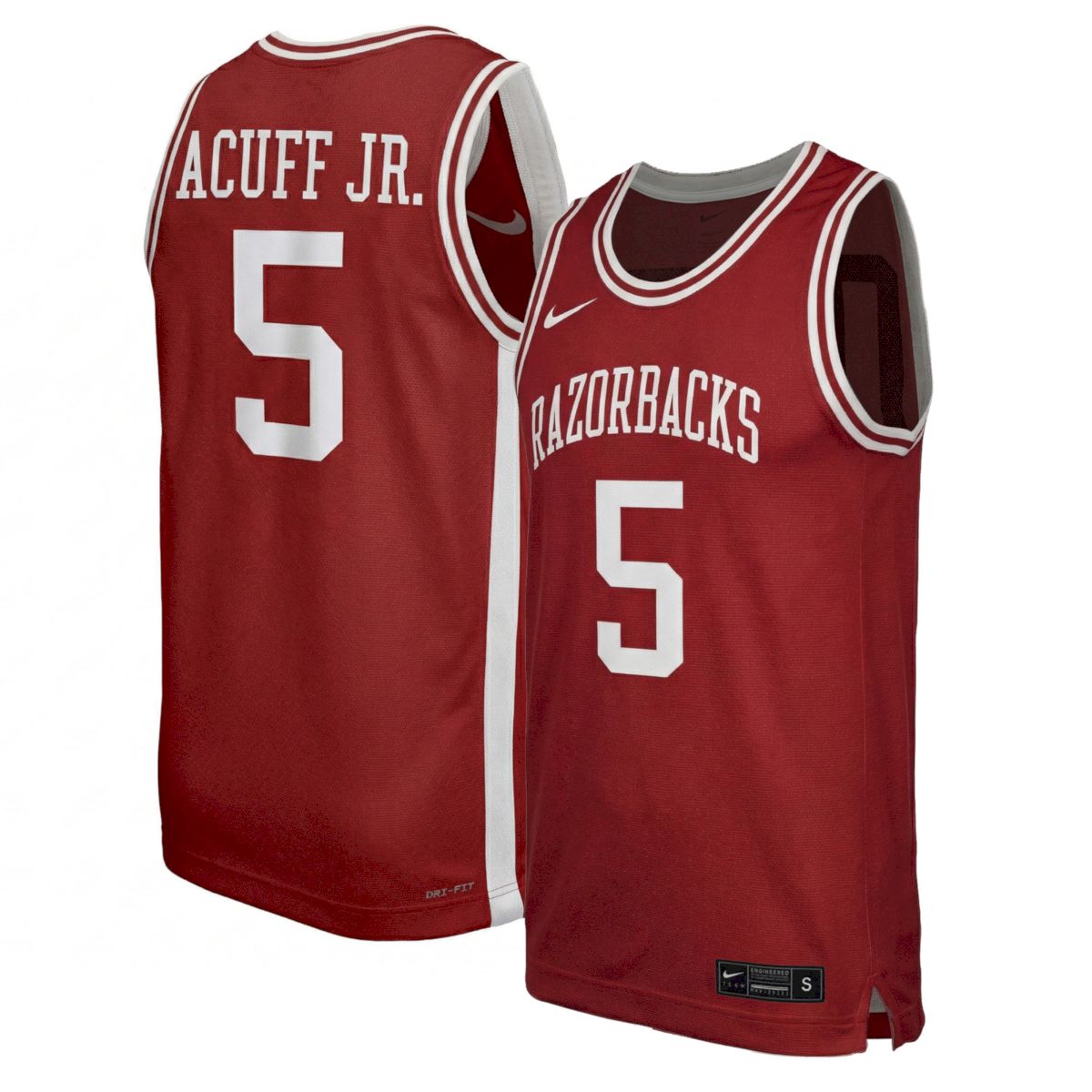 Darius Acuff Jr. Arkansas Razorbacks Basketball Cardinal Throwback Jersey - All Stitched