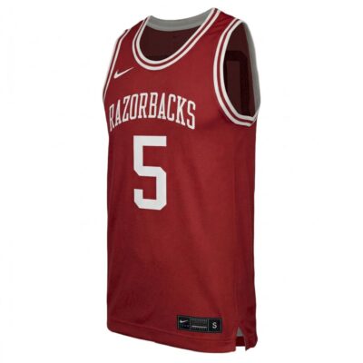 Alternative view of Darius Acuff Jr. Arkansas Razorbacks Basketball Cardinal Throwback Jersey - All Stitched