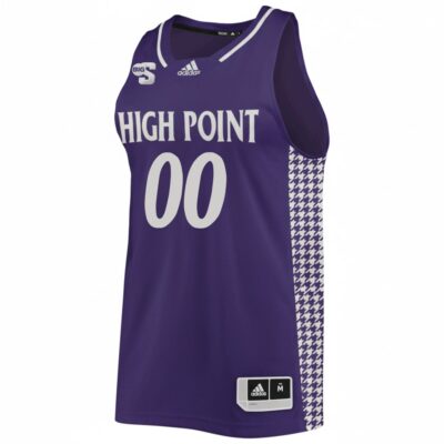 Alternative view of Custom High Point Panthers Basketball Purple Game Jersey w/ Big South Patch - All Stitched