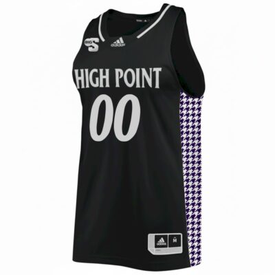 Alternative view of Custom High Point Panthers Basketball Black Game Jersey w/ Big South Patch - All Stitched