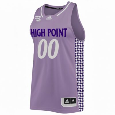 Alternative view of Custom High Point Panthers Basketball Lavender Game Jersey w/ Big South Patch - All Stitched