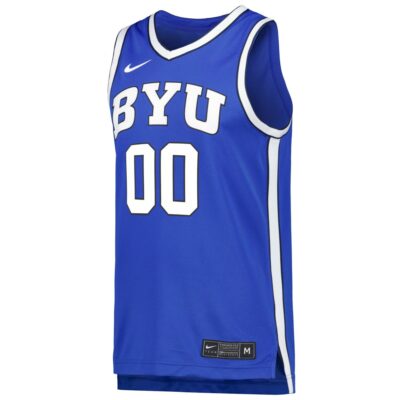 Alternative view of Custom BYU Cougars Basketball Royal Home Game Jersey - All Stitched