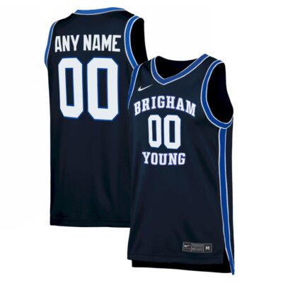 Custom BYU Cougars Basketball Navy Alternate Game Jersey - All Stitched