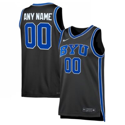 Custom BYU Cougars Basketball Black Third Game Jersey - All Stitched