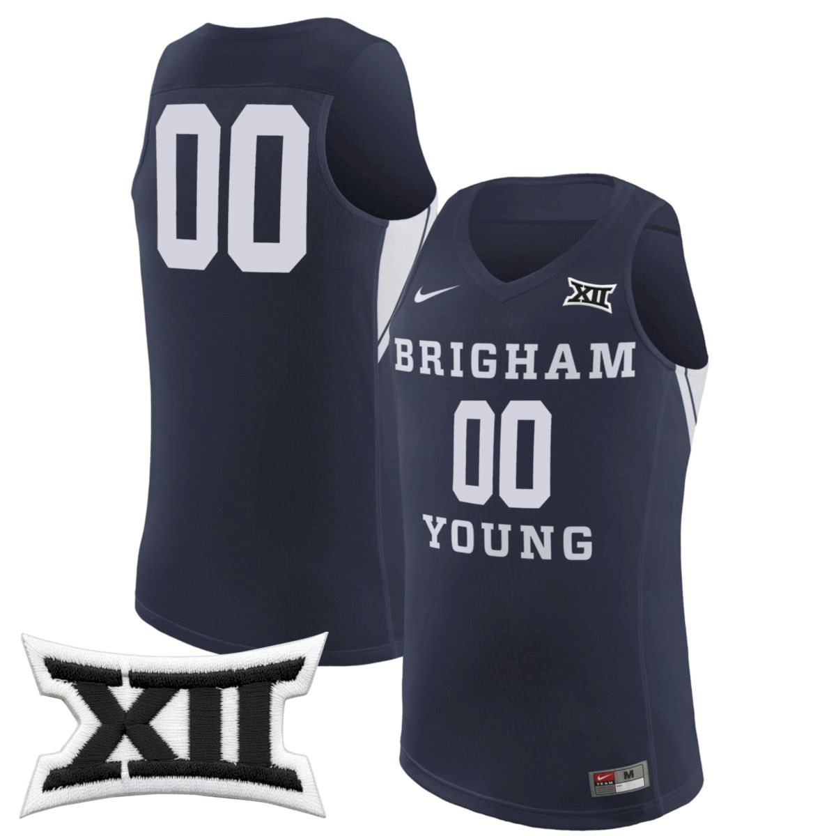 Custom BYU Cougars Basketball Navy Jersey w/ XII Patch - All Stitched