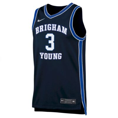 Alternative view of AJ Dybantsa BYU Cougars Basketball Navy Alternate Game Jersey - All Stitched