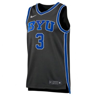 Alternative view of AJ Dybantsa BYU Cougars Basketball Black Third Game Jersey - All Stitched