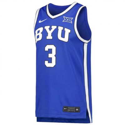 Alternative view of AJ Dybantsa BYU Cougars Basketball Royal Home Game Jersey w/ XII Patch - All Stitched
