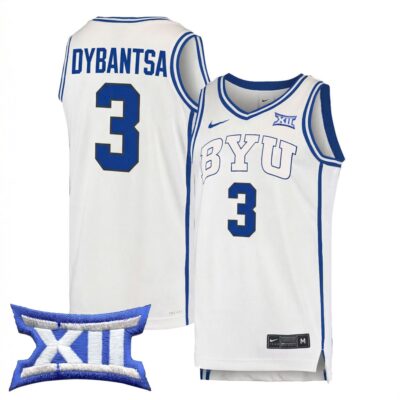 AJ Dybantsa BYU Cougars Basketball White Away Game Jersey w/ XII Patch - All Stitched