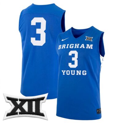 AJ Dybantsa BYU Cougars Basketball Royal Blue Jersey w/ XII Patch - All Stitched