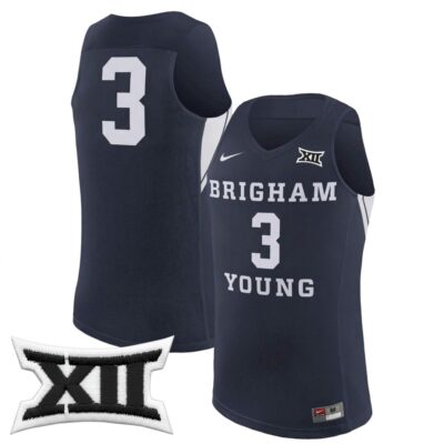 AJ Dybantsa BYU Cougars Basketball Navy Jersey w/ XII Patch - All Stitched