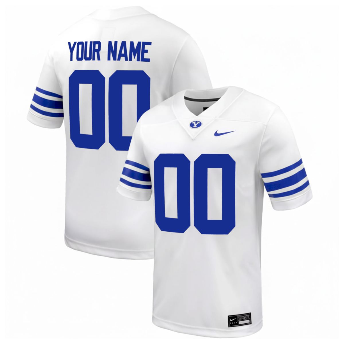 Custom BYU Cougars Football White Away Game Jersey - All Stitched