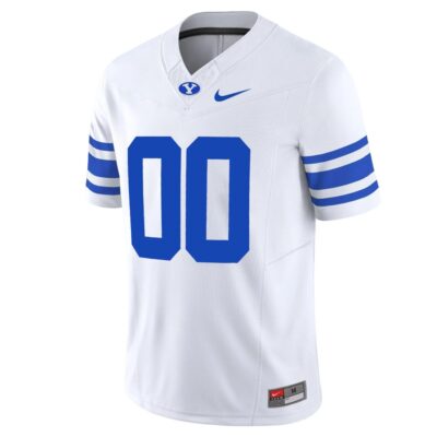 Alternative view of Custom BYU Cougars Football White Away Vapor F.U.S.E Limited Jersey - All Stitched
